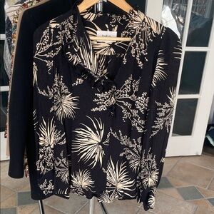 ba&sh Elegant Black and Cream Patterned Blouse